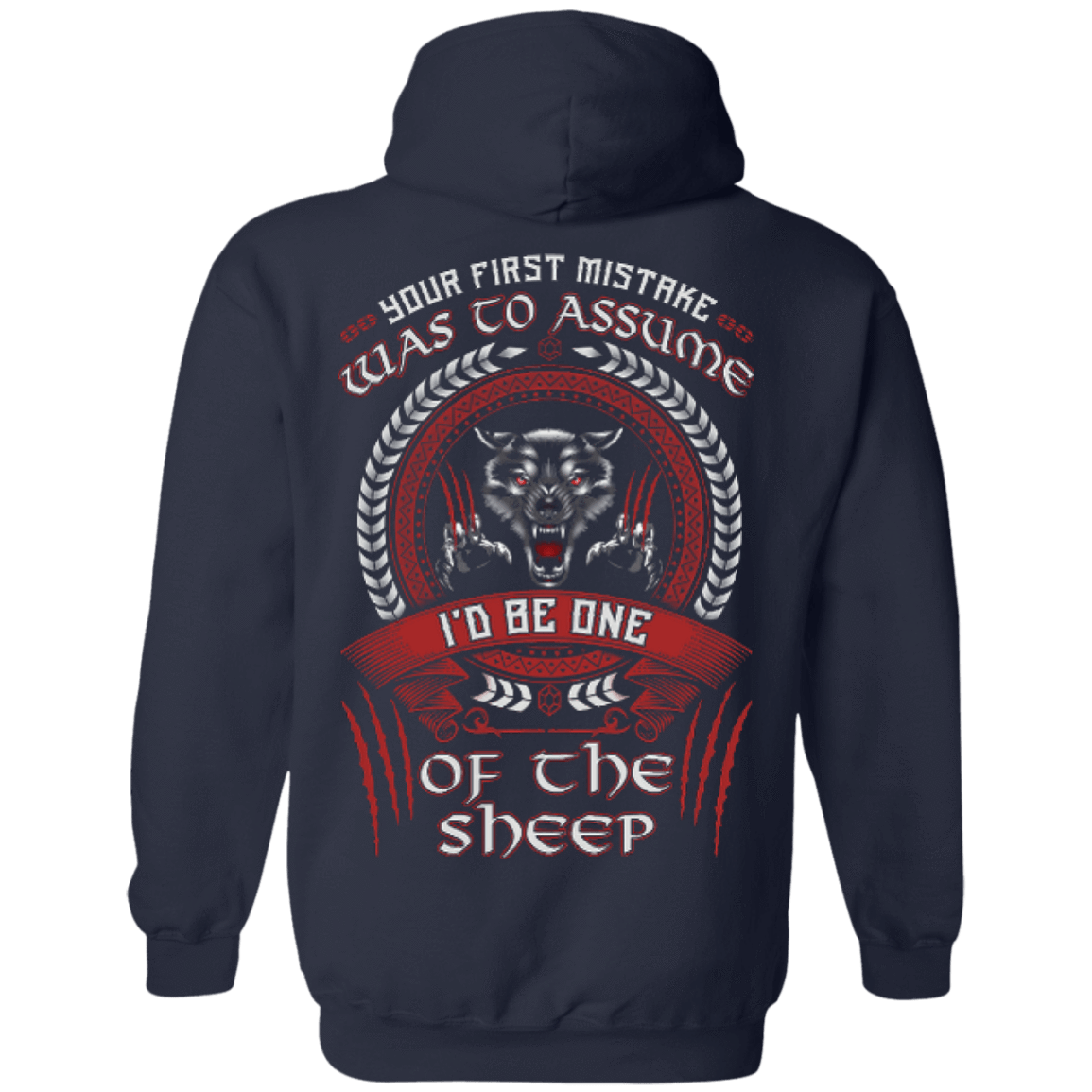 I'd Be One Of The Sheep Wolf Of Odin-T-Shirt & Hoodie-Pullover Hoodie-Navy