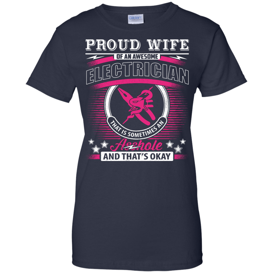 Proud Wife Of An Awesome Electrician-T-Shirt & Hoodie-Women's T-Shirt-Navy