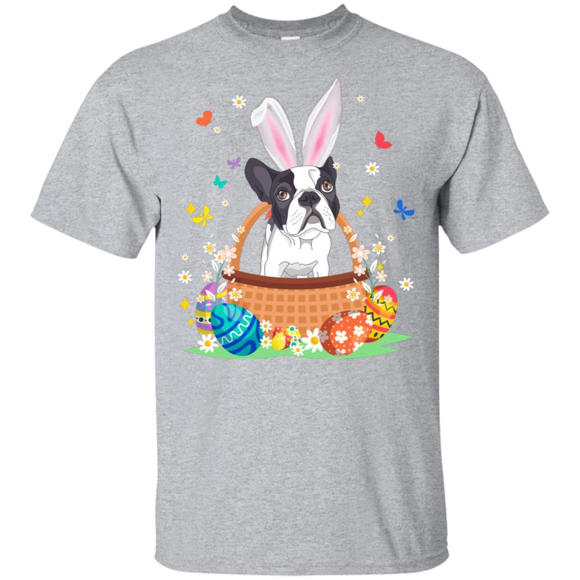 Bulldog Bunny Hat Rabbit Easter Eggs-T-Shirt & Hoodie-Classic T-Shirt-Sport Grey