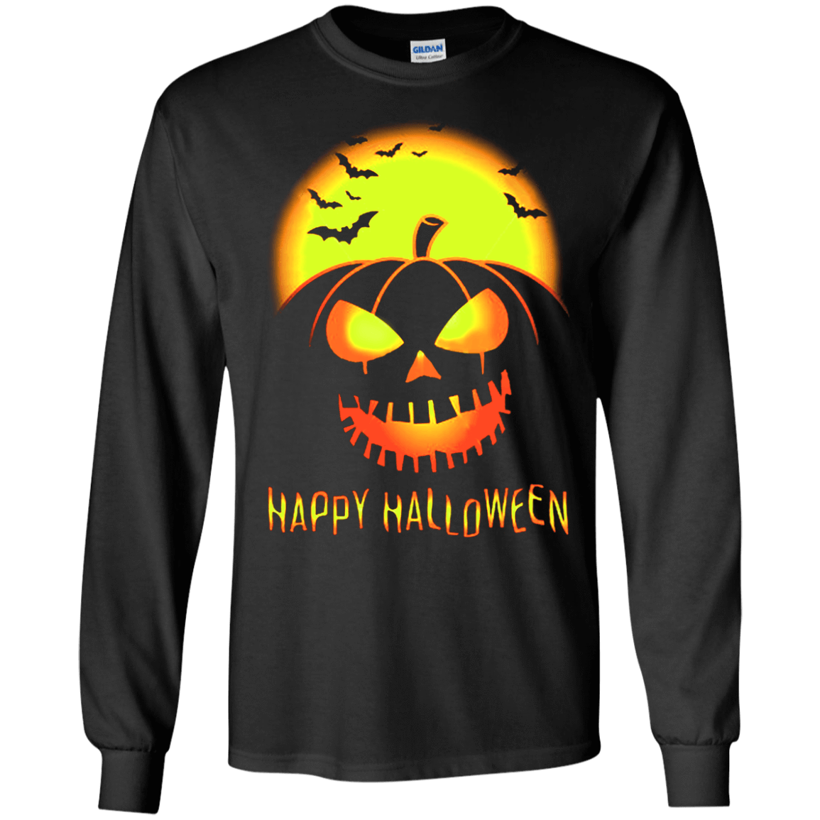 Pumpkin Happy Halloween-T-Shirt & Hoodie-Long Sleeve T-Shirt-Black