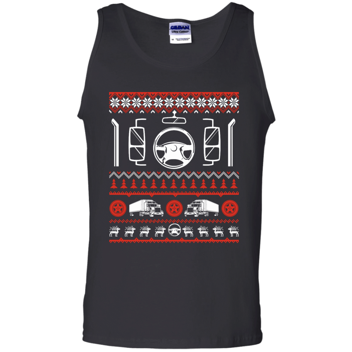 Trucker Christmas Sweater-T-Shirt & Hoodie-Unisex Tank-Black