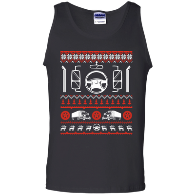 Trucker Christmas Sweater-T-Shirt & Hoodie-Unisex Tank-Black