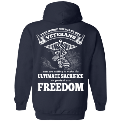 THIS NURSE SUPPORTS OUR VETERANS-T-Shirt & Hoodie-Pullover Hoodie-Navy