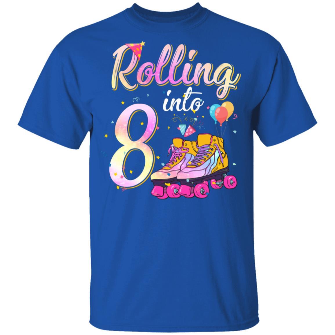 8 Years Old Birthday Girls Roller Skates 80's 8th Birthday Youth-Youth Shirt-Youth T-Shirt-Royal