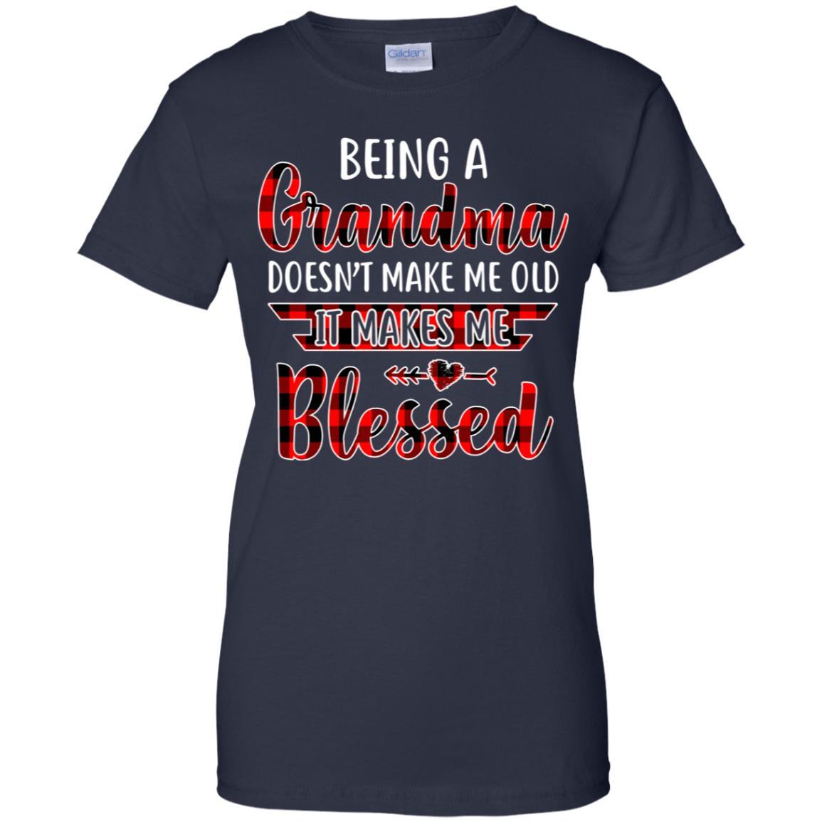 Red Plaid Funny Being A Grandma Doesn't Make Me Old-T-Shirt & Hoodie-Women's T-Shirt-Navy