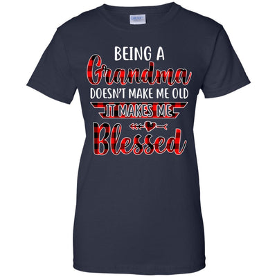 Red Plaid Funny Being A Grandma Doesn't Make Me Old-T-Shirt & Hoodie-Women's T-Shirt-Navy