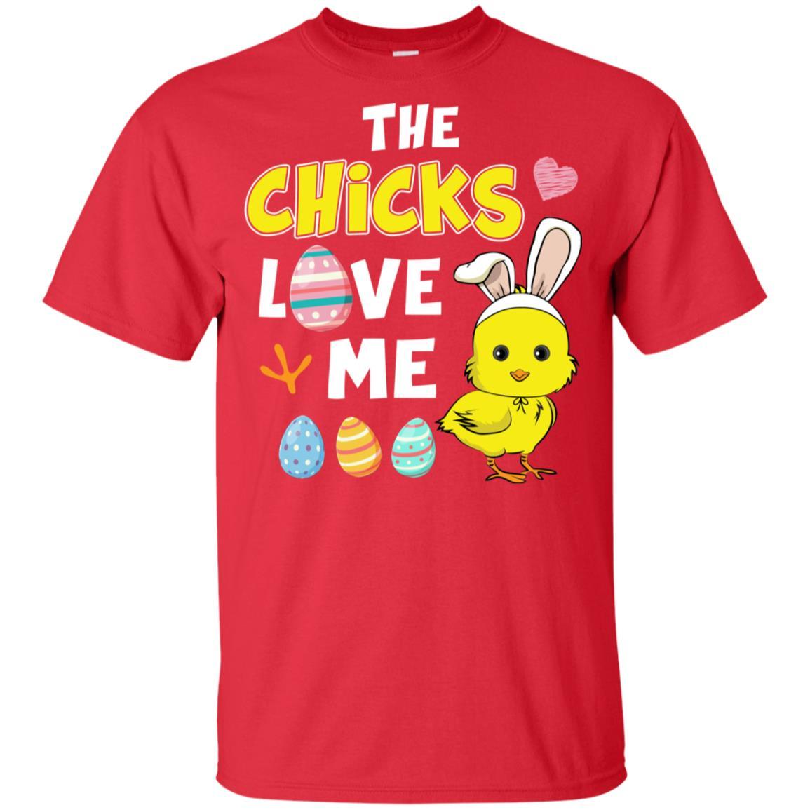 Happy Easter Funny Chick Bunny Ears With Egg Youth-Youth Shirt-Youth T-Shirt-Red
