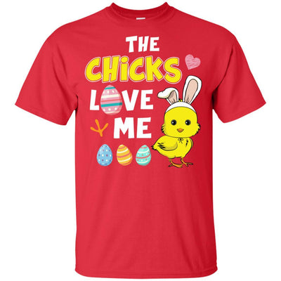 Happy Easter Funny Chick Bunny Ears With Egg Youth-Youth Shirt-Youth T-Shirt-Red