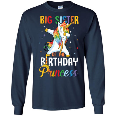 Proud Big Sister Of A Birthday Princess Unicorn Dab-T-Shirt & Hoodie-Long Sleeve T-Shirt-Navy