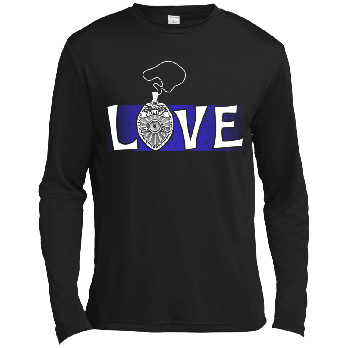 Love Police Thin Blue Line-T-Shirt & Hoodie-Long Sleeve T-Shirt-Black