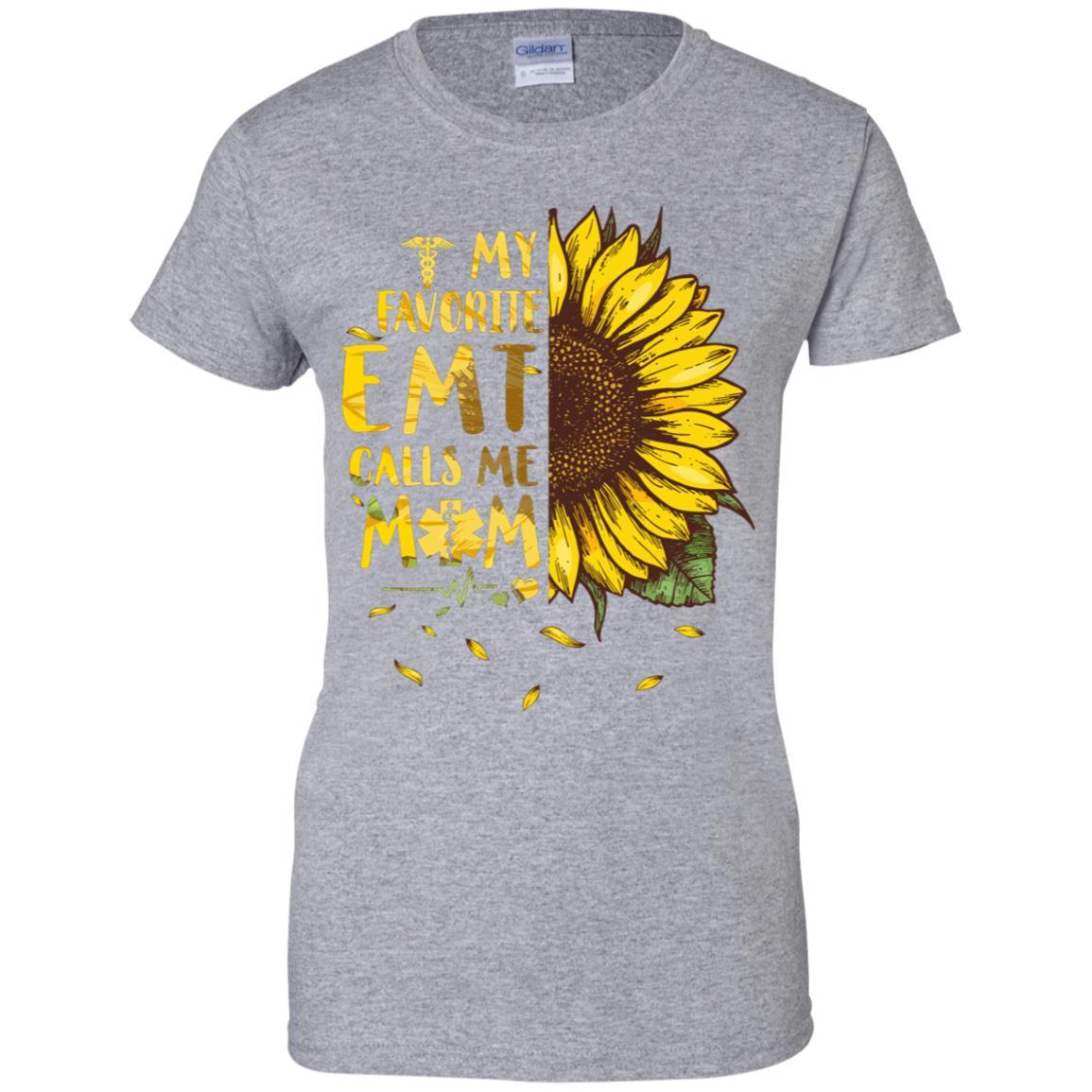 Sunflower My Favorite EMT Calls Me Mom Mothers Day Gift-T-Shirt & Hoodie-Women's T-Shirt-Sport Grey