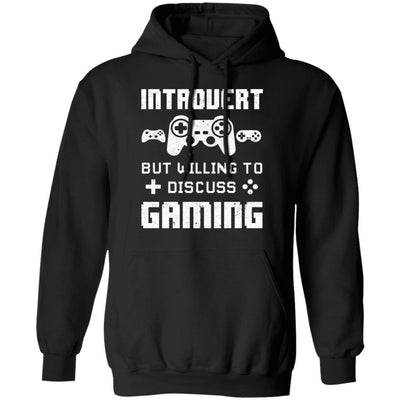 Introvert But Willing To Discuss Gaming Funny Video Game-T-Shirt & Hoodie-Pullover Hoodie-Black