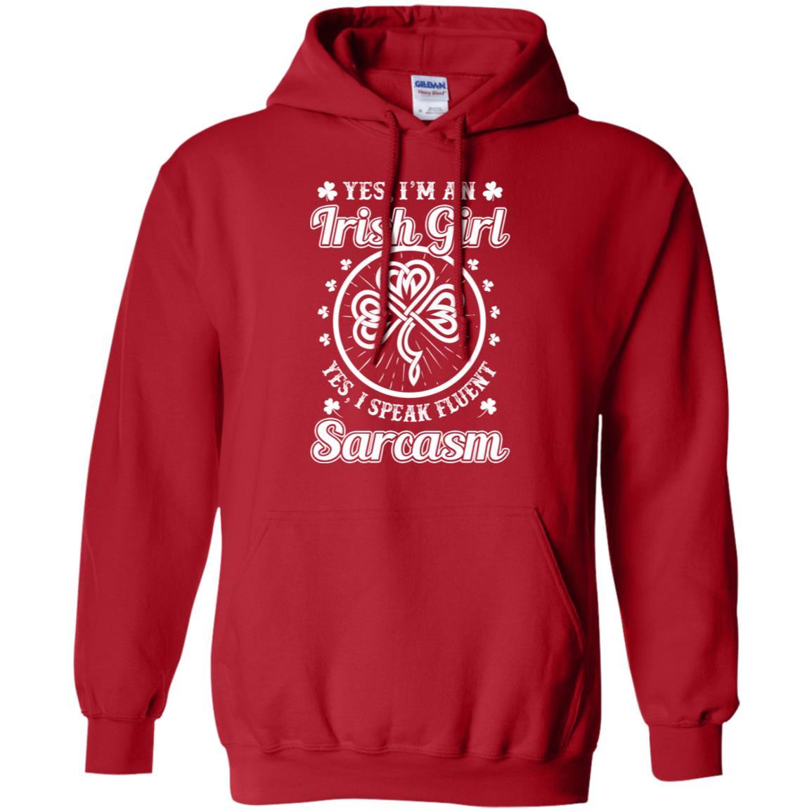 Funny I'm An Irish Girl St Patrick's Day-T-Shirt & Hoodie-Pullover Hoodie-Red