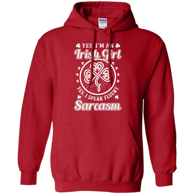 Funny I'm An Irish Girl St Patrick's Day-T-Shirt & Hoodie-Pullover Hoodie-Red