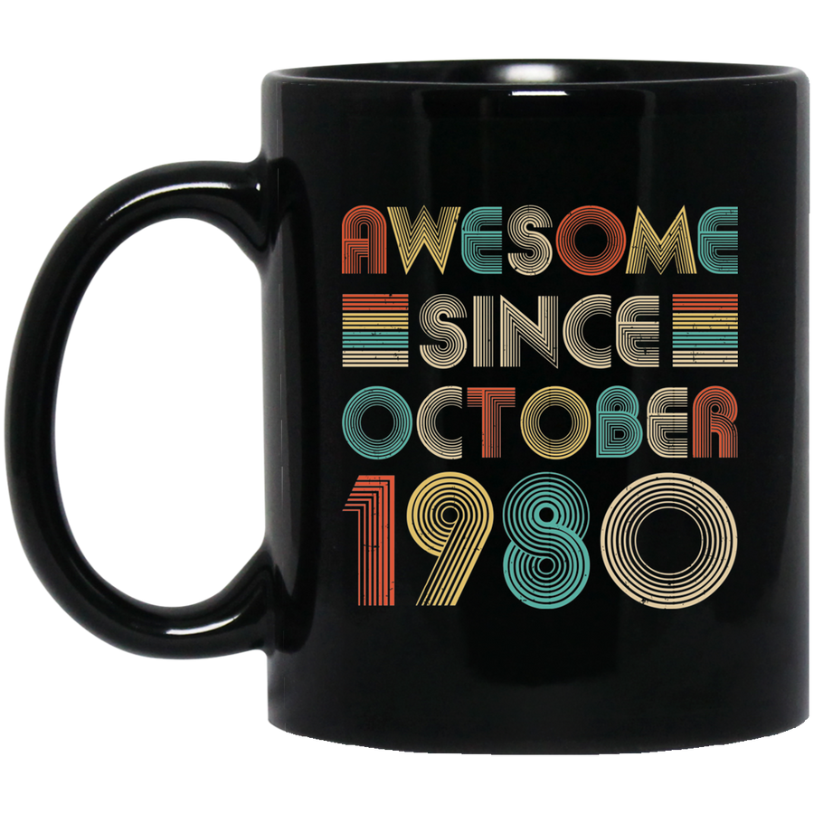 Awesome Since October 1980 Vintage 41th Birthday Gifts Mug-Coffee Mug-BM11OZ 11 oz. Black Mug-Black