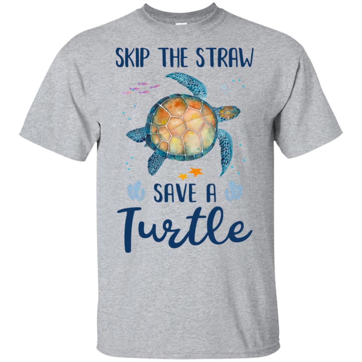 Skip A Straw Save A Turtle Save Turtles-T-Shirt & Hoodie-Classic T-Shirt-Sport Grey