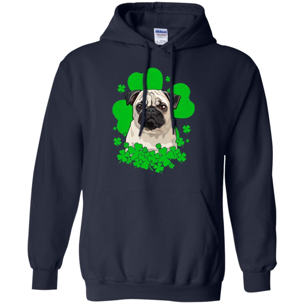Pug St. Patrick's Day Clovers-T-Shirt & Hoodie-Pullover Hoodie-Navy