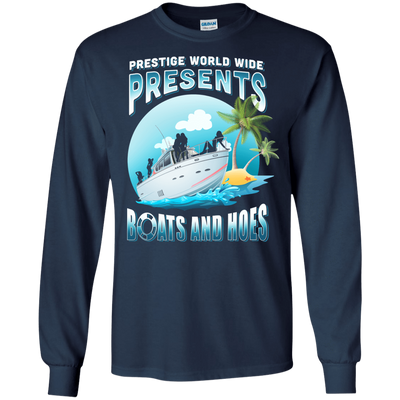 Prestige Worldwide Present Boats And Hoes-T-Shirt & Hoodie-Long Sleeve T-Shirt-Navy