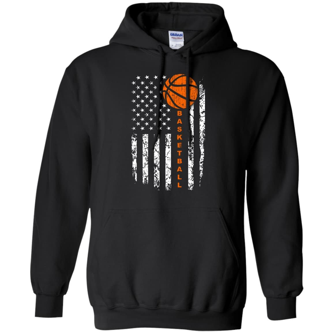 American Basketball Flag-T-Shirt & Hoodie-Pullover Hoodie-Black