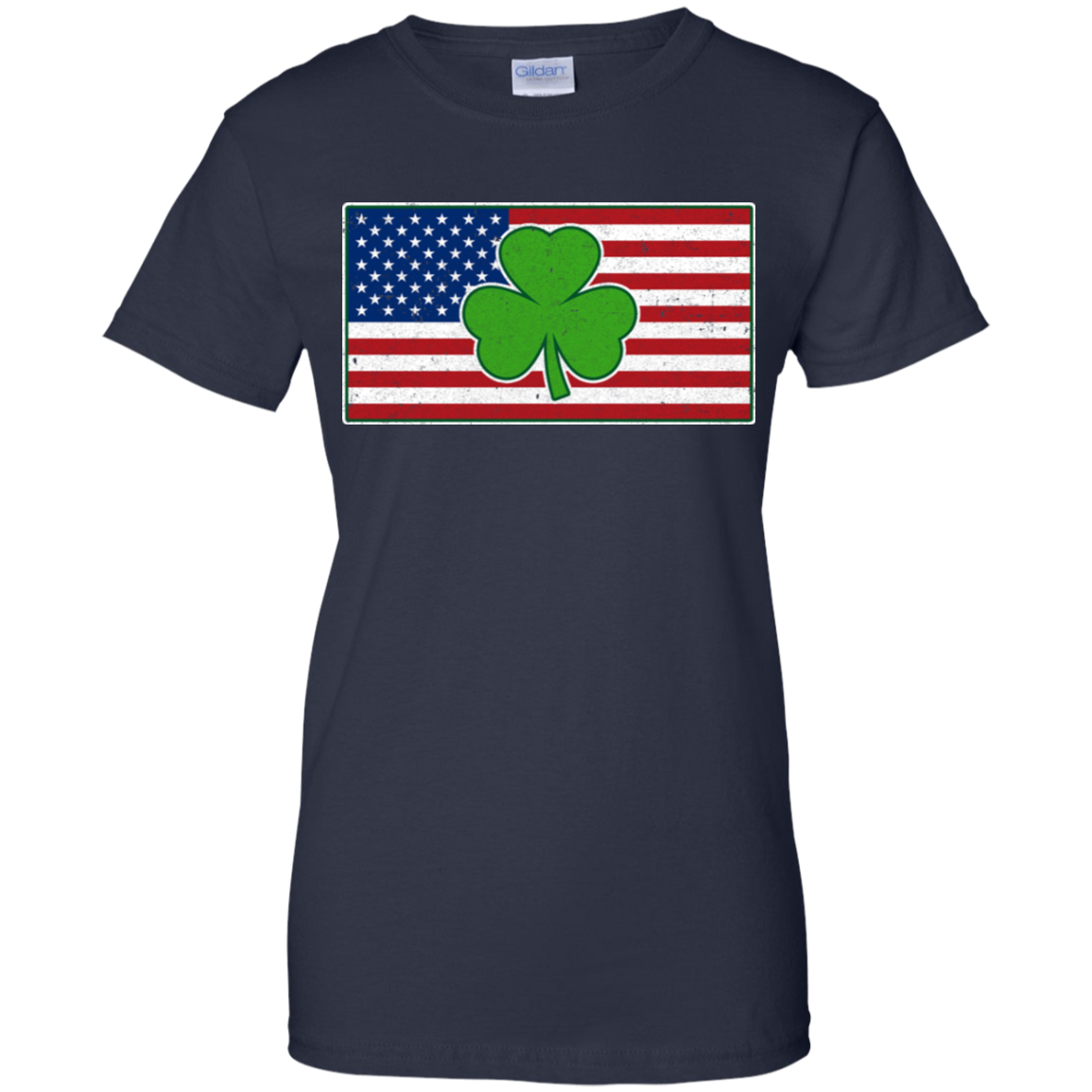 Shamrock Ireland USA Irish American Flag Gift-T-Shirt & Hoodie-Women's T-Shirt-Navy