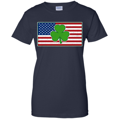 Shamrock Ireland USA Irish American Flag Gift-T-Shirt & Hoodie-Women's T-Shirt-Navy