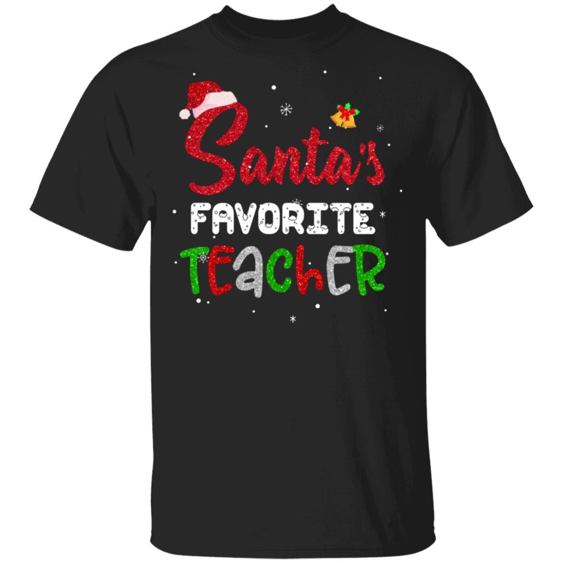 Santa's Favorite Teacher Santa Hat Christmas Gifts-T-Shirt & Sweatshirt-Classic T-Shirt-Black