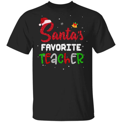 Santa's Favorite Teacher Santa Hat Christmas Gifts-T-Shirt & Sweatshirt-Classic T-Shirt-Black
