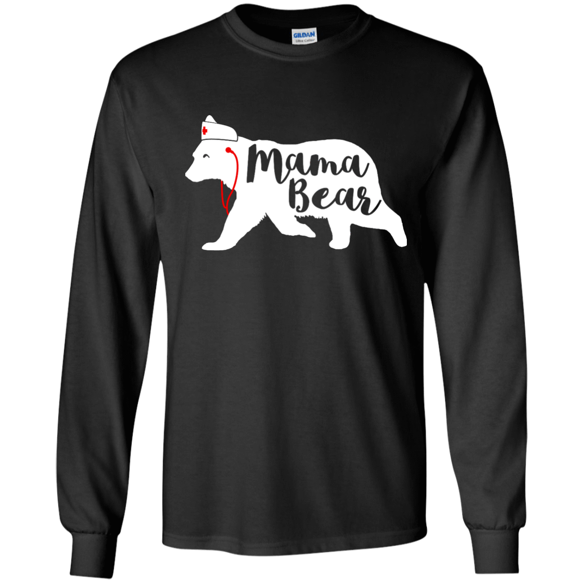 Nurse Mama Bear-T-Shirt & Hoodie-Long Sleeve T-Shirt-Black