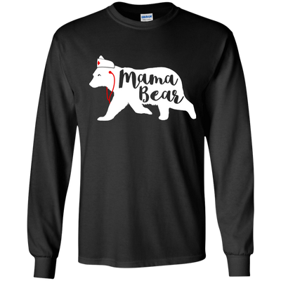 Nurse Mama Bear-T-Shirt & Hoodie-Long Sleeve T-Shirt-Black