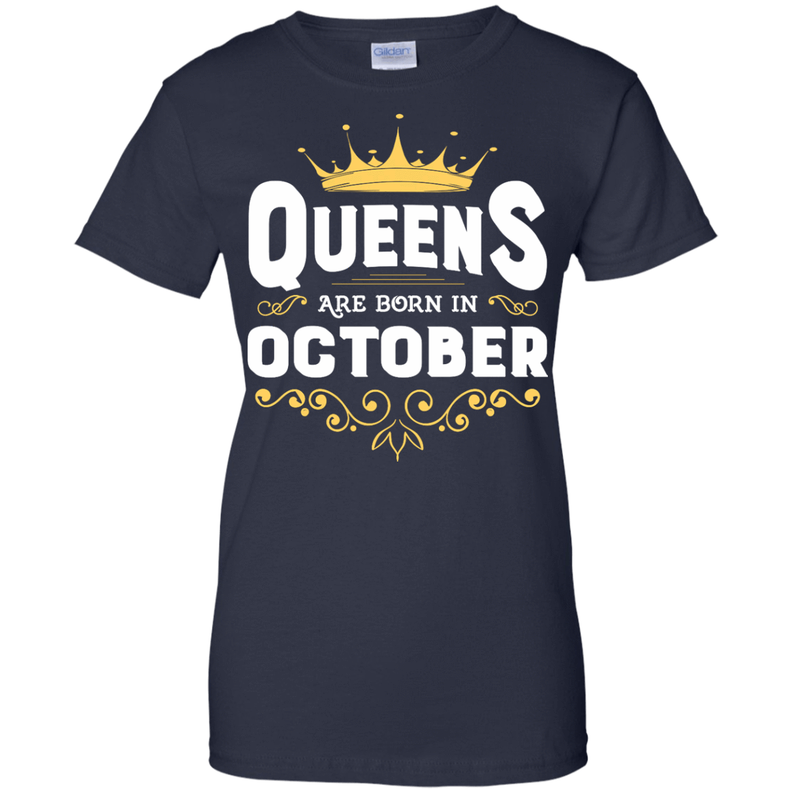 Queens Are Born In October-T-Shirt & Hoodie-Women's T-Shirt-Navy