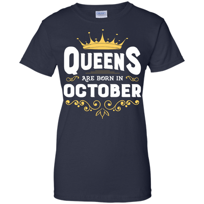 Queens Are Born In October-T-Shirt & Hoodie-Women's T-Shirt-Navy