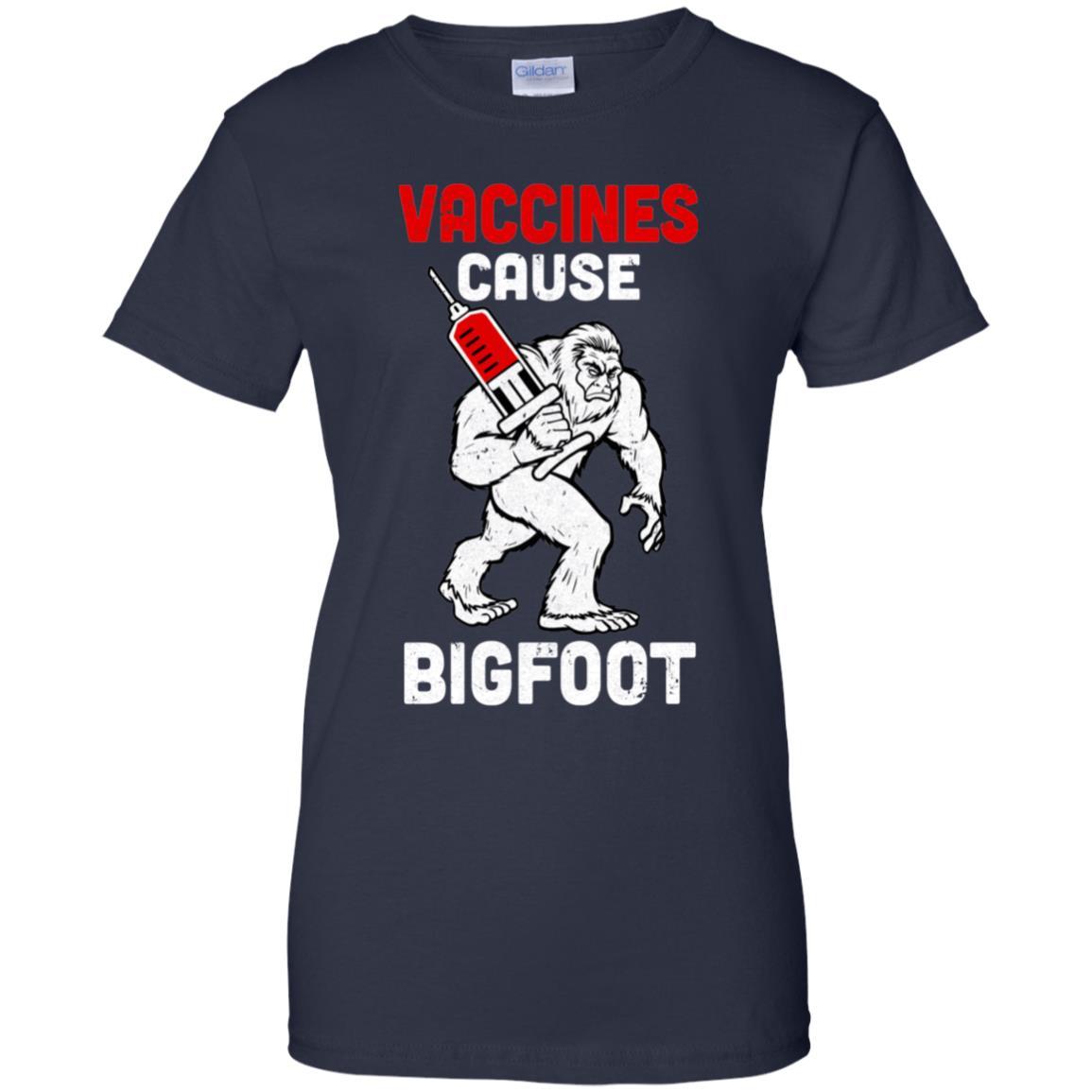 Vaccination Supporter Vaccines Cause Bigfoot-T-Shirt & Hoodie-Women's T-Shirt-Navy