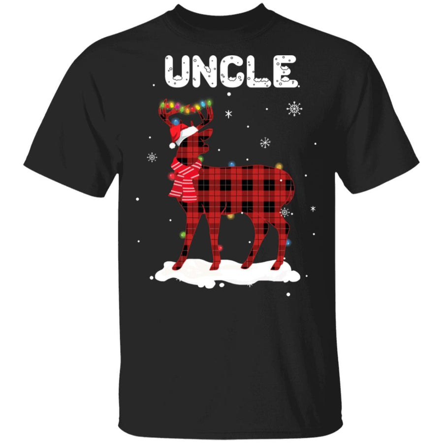 Uncle Deer Red Plaid Christmas Family Matching Pajamas-T-Shirt & Sweatshirt-Classic T-Shirt-Black