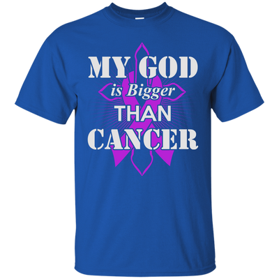 My God Is Bigger Than Cancer Violet Awareness Ribbon-T-Shirt & Hoodie-Classic T-Shirt-Royal