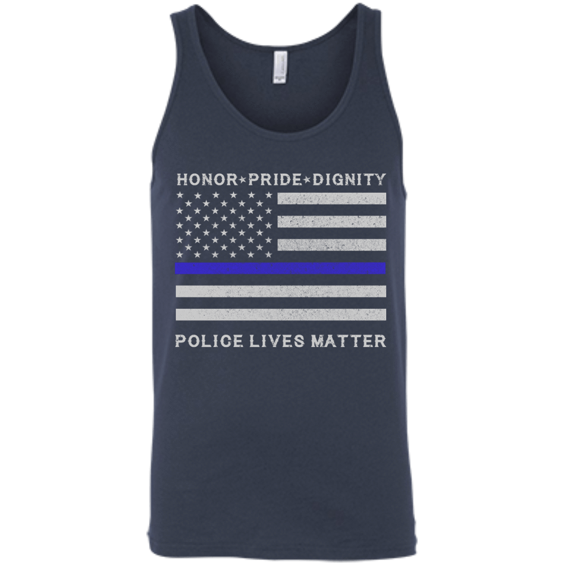 Police Lives Matter Honor Pride Dignity-T-Shirt & Hoodie-Unisex Tank-Navy
