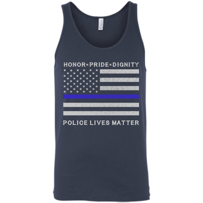 Police Lives Matter Honor Pride Dignity-T-Shirt & Hoodie-Unisex Tank-Navy