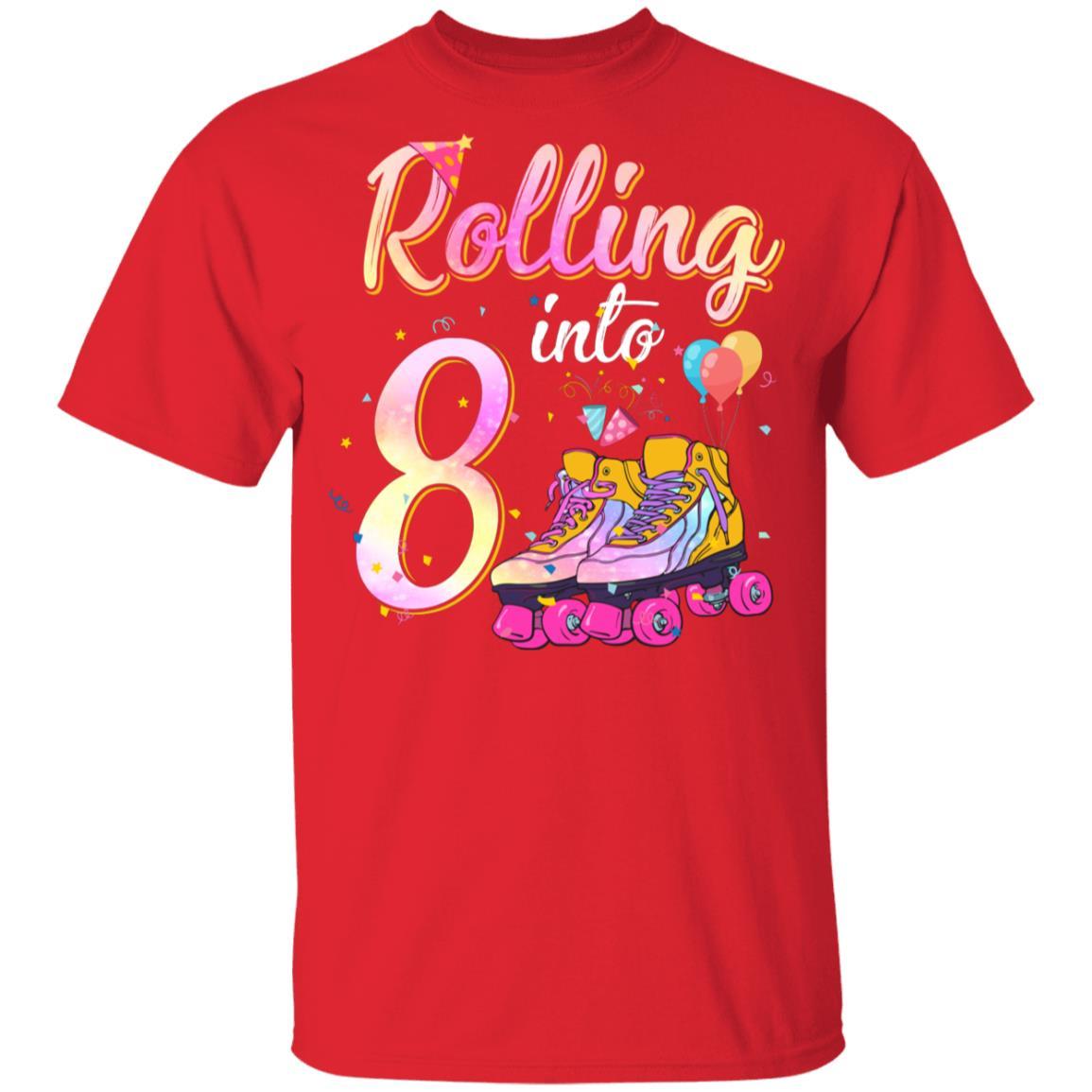 8 Years Old Birthday Girls Roller Skates 80's 8th Birthday Youth-Youth Shirt-Youth T-Shirt-Red