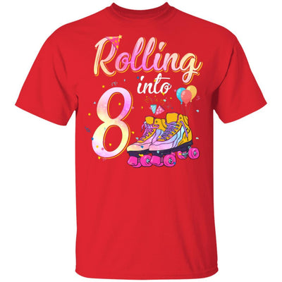 8 Years Old Birthday Girls Roller Skates 80's 8th Birthday Youth-Youth Shirt-Youth T-Shirt-Red