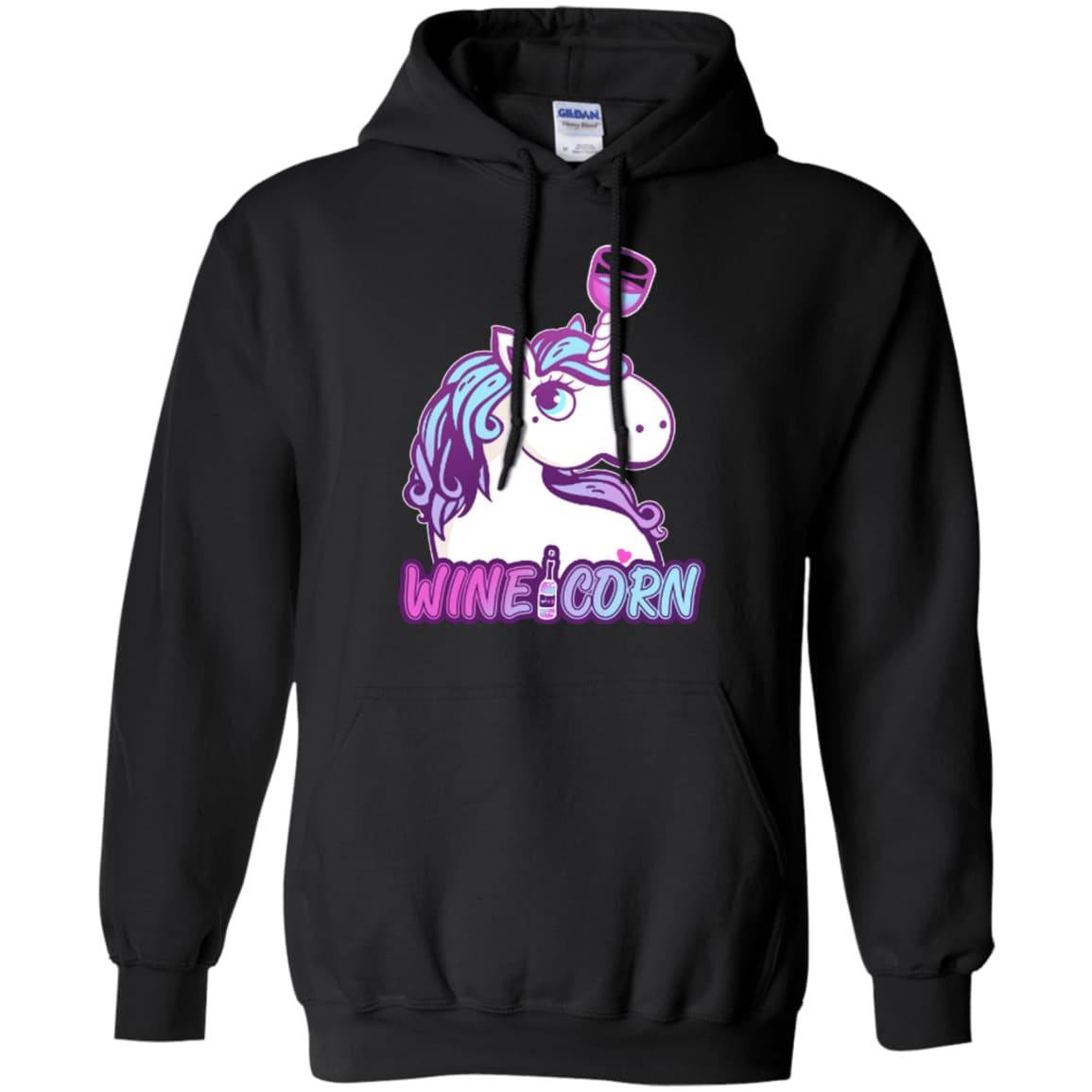 Funny Wine Unicorn Wineicorn-T-Shirt & Hoodie-Pullover Hoodie-Black