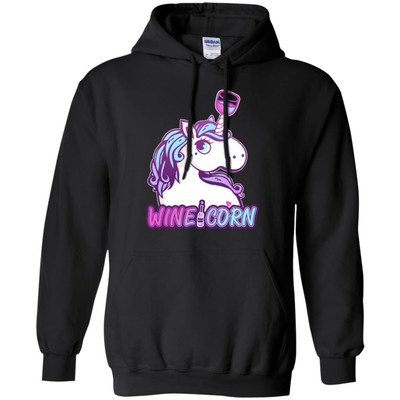 Funny Wine Unicorn Wineicorn-T-Shirt & Hoodie-Pullover Hoodie-Black