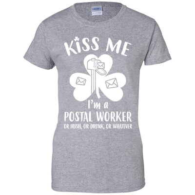 Kiss Me Im A Postal Worker Irish Drunk St Patricks Day-T-Shirt & Hoodie-Women's T-Shirt-Sport Grey