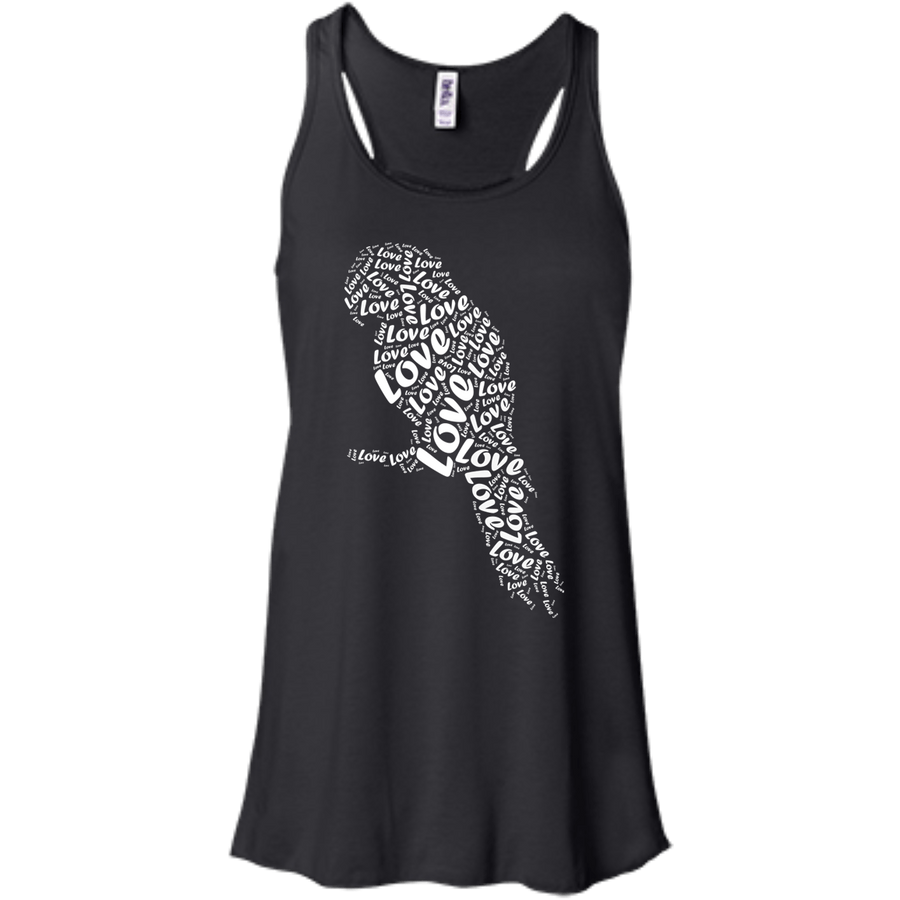 I Love Parrots-T-Shirt & Hoodie-Women's Flowy Racerback Tank-Black
