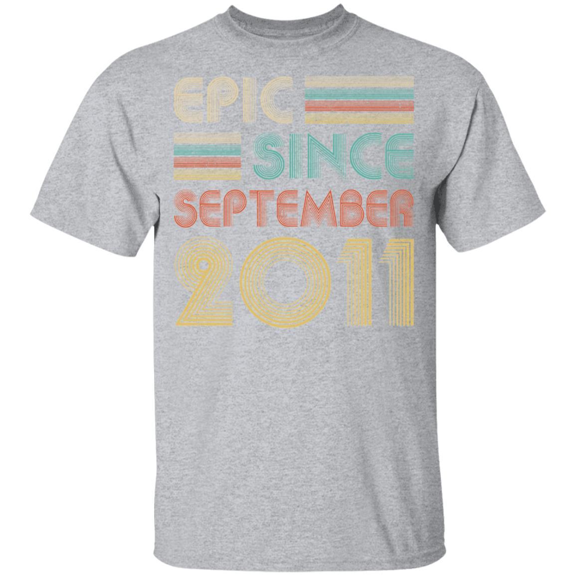 Epic Since September 2011 Vintage 10th Birthday Gifts Youth-Youth Shirt-Youth T-Shirt-Sport Grey