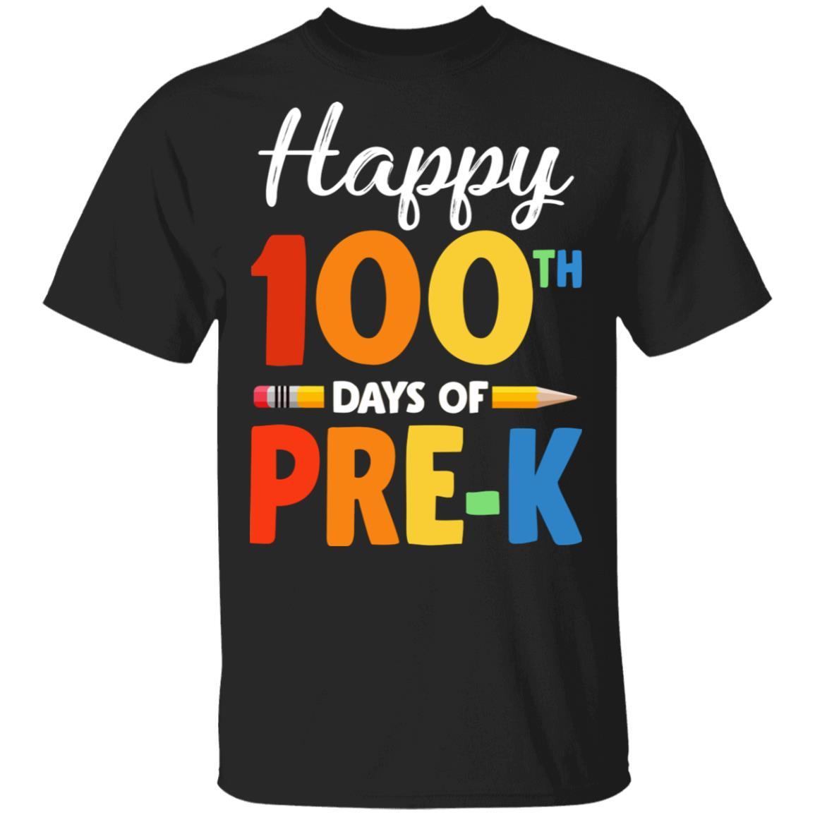 Happy 100th Day of Pre-K Teacher or Student Gift-T-Shirt & Hoodie-Classic T-Shirt-Black