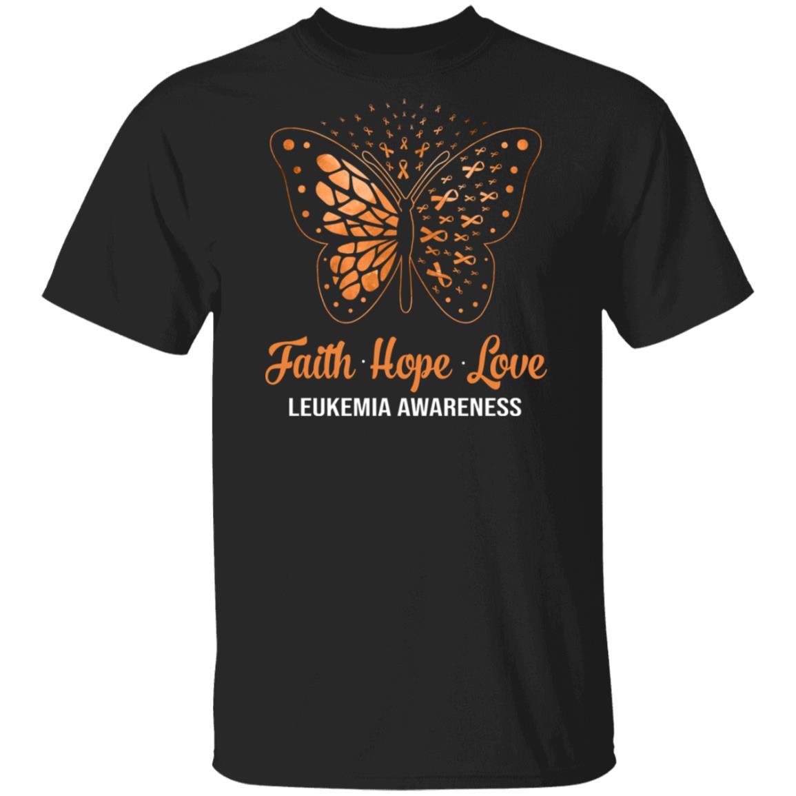 Faith Hope Love Orange Butterfly Leukemia Awareness-T-Shirt & Hoodie-Classic T-Shirt-Black