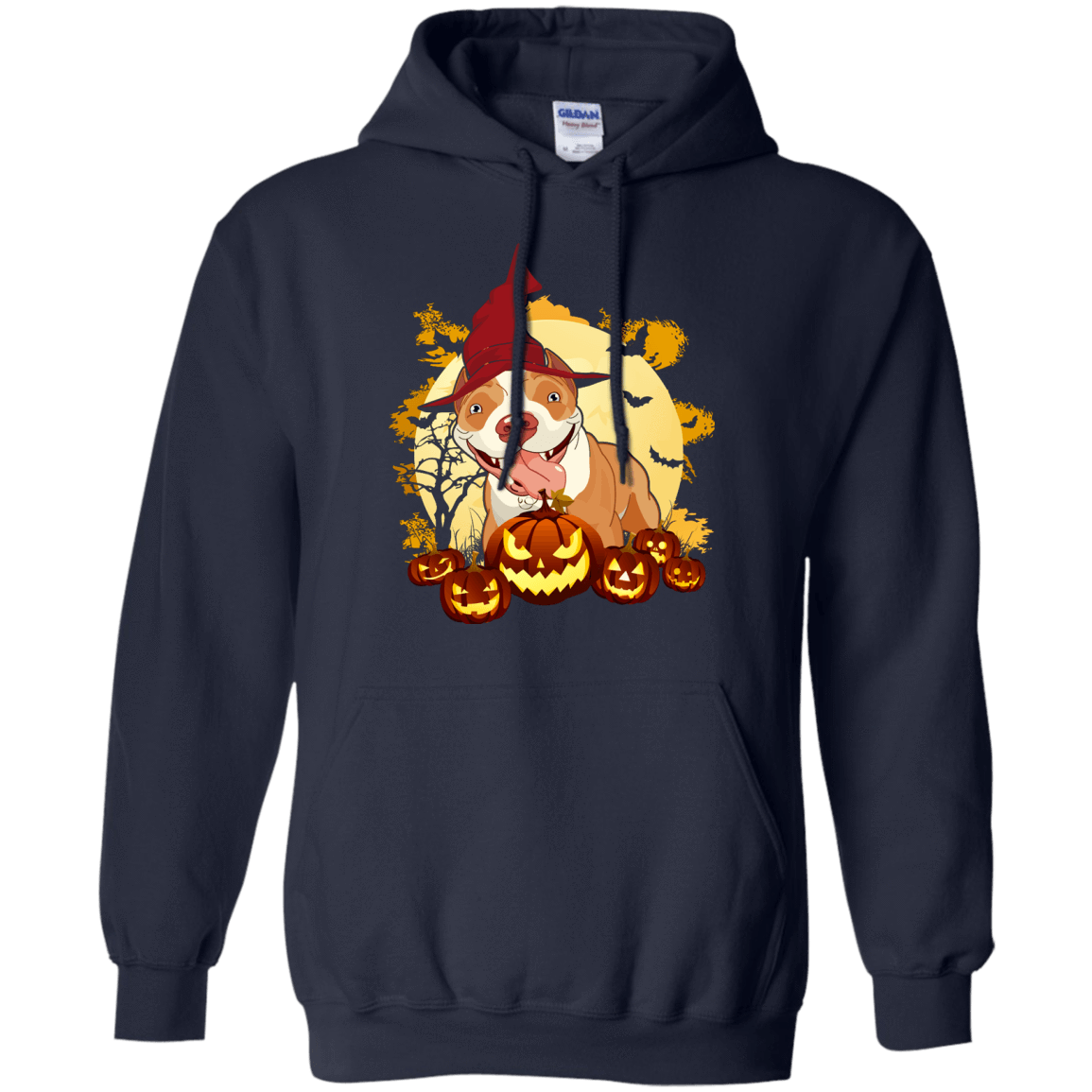 Pitbull Halloween Pumpkin-T-Shirt & Hoodie-Pullover Hoodie-Navy