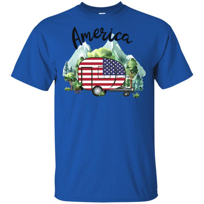 America Camping Camper American Flag Independence Day Gift-T-Shirt & Hoodie-Classic T-Shirt-Royal