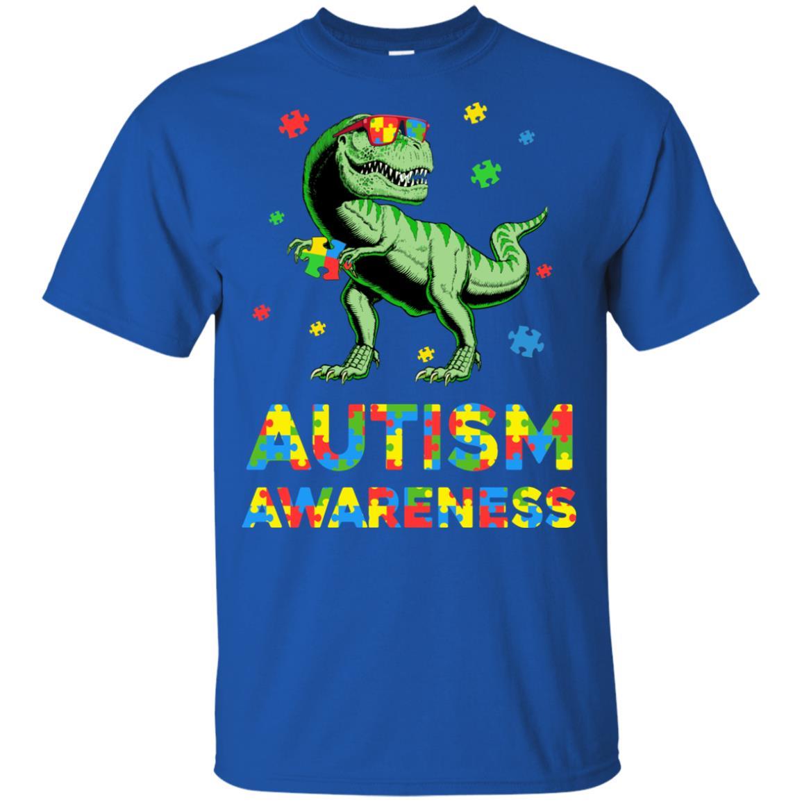 Dinosaur Puzzle Autism Awareness For Boys Girls Youth-Youth Shirt-Youth T-Shirt-Royal