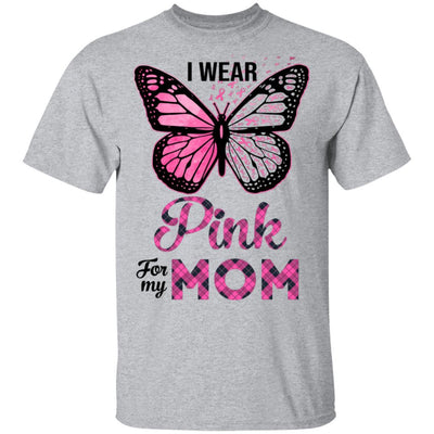 I Wear Pink For My Mom Butterfly Breast Cancer Awareness-T-Shirt & Hoodie-Classic T-Shirt-Sport Grey