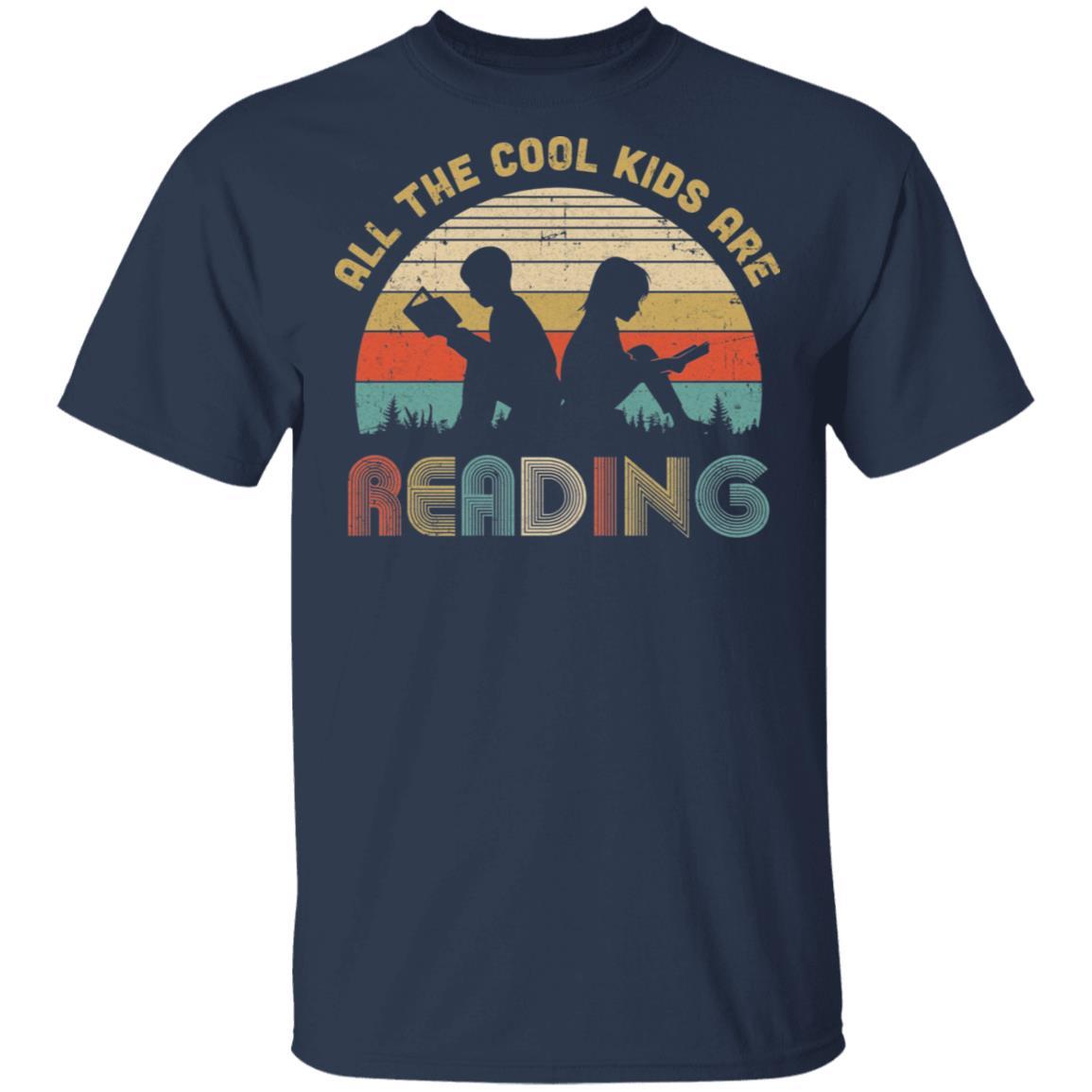 Vintage All The Cool Kids Are Reading Books Lovers Gifts-T-Shirt & Hoodie-Classic T-Shirt-Navy